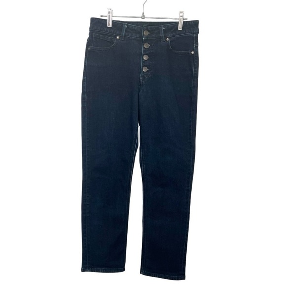 Prana Denim - Prana Button Fly Dark Wash Mid Rise Straight Leg Ankle Stretch Jeans Women 4/27